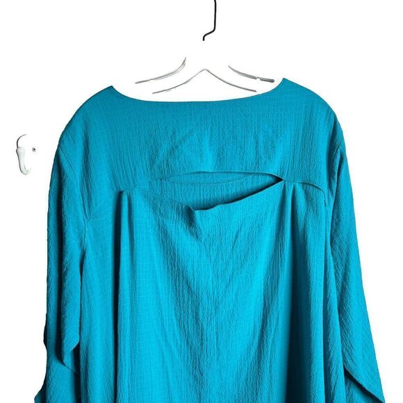 NWT Ali Miles Womens‎ 2X Turquoise Cut Out Sleeve Scoop Neck Tunic Top - Picture 2 of 8
